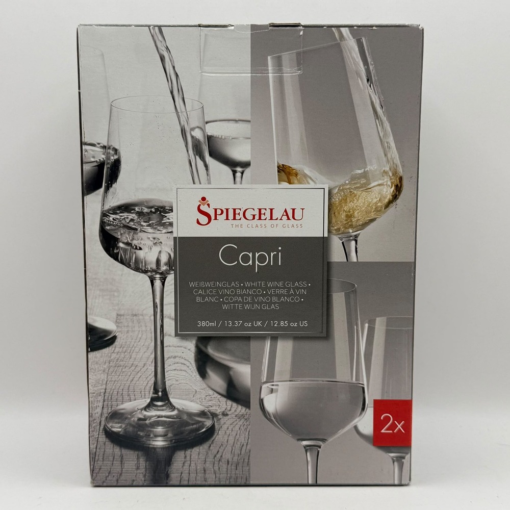 Spiegelau Capri White Wine Glass Set of 2 Clear 12.85oz Stemware Boxed